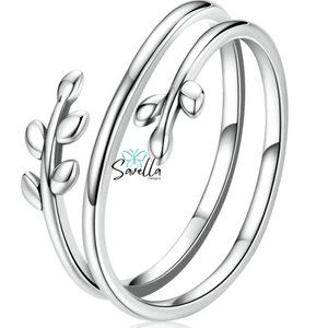 Resizable Minimalist Solid 925 Silver Leaf Ring